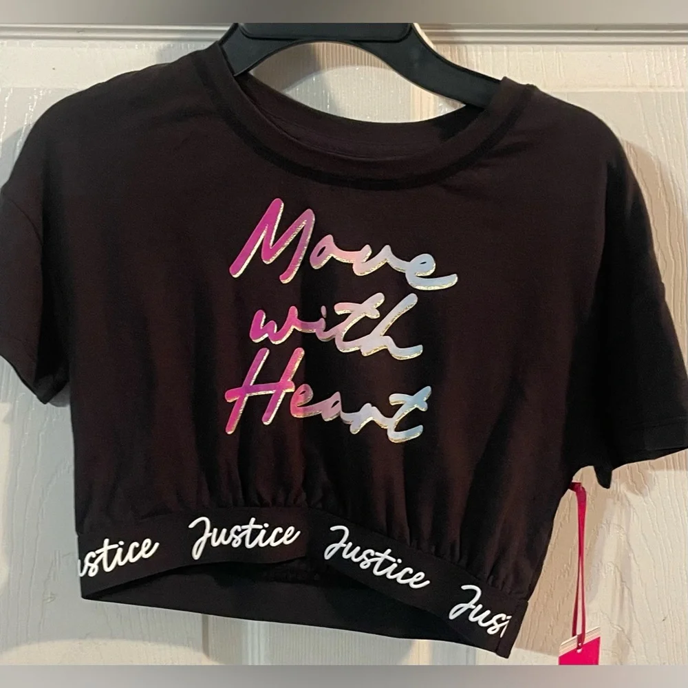 Justice Kids‎ Black Graphic Tee! NWT!